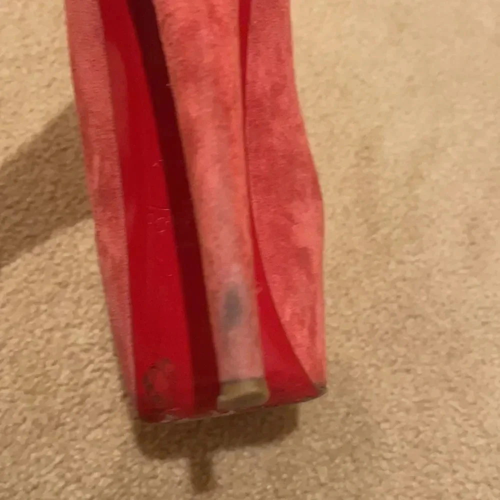 CHRISTIAN Louboutin suede pink platform stilettos
